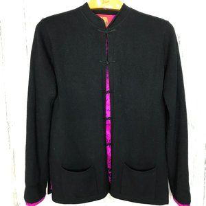 Shanghai Tang Women's Size L Black Cardigan Cashmere/Silk